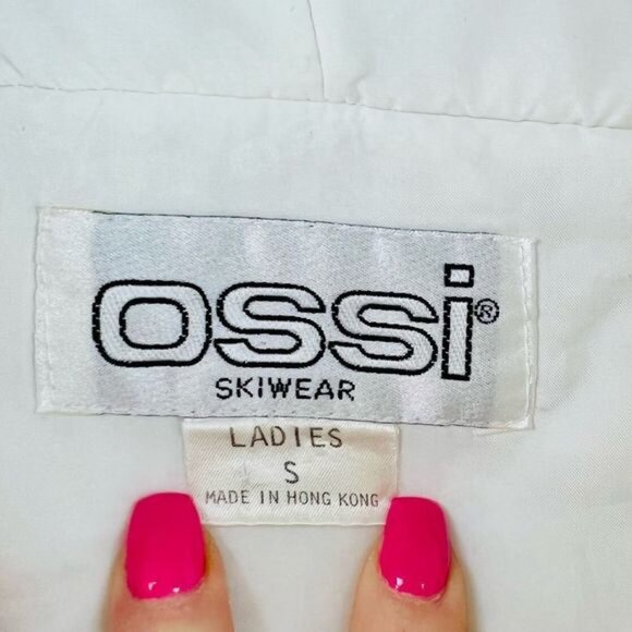 Vintage 80s Ossi Skiwear Snow White Nylon Ski Jacket Insulated Small - Picture 15 of 16